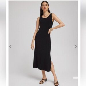 Chico's  Traveler's Classic Black Tank Knit Midi/Maxi Dress Size 1 NWT